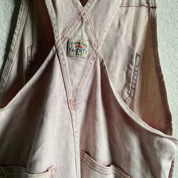Faherty MECHANIC PINK ACID WASH RETRO ORGANIC COTTON DENIM SHORT OVERALL XS - Picture 13 of 14